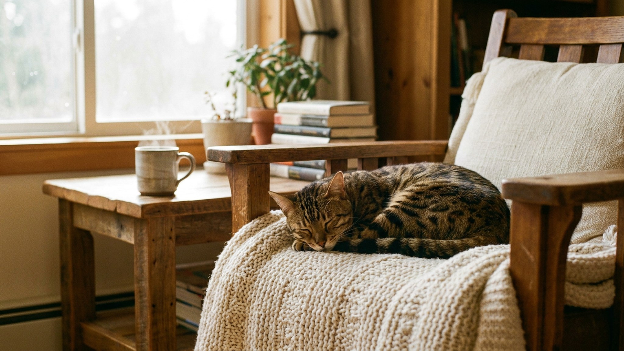 Кошка породы Чито с крупными леопардовыми пятнами на светлой шерсти, мускулистое тело, внимательный взгляд